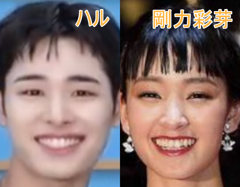 剛力彩芽とハルの比較画像